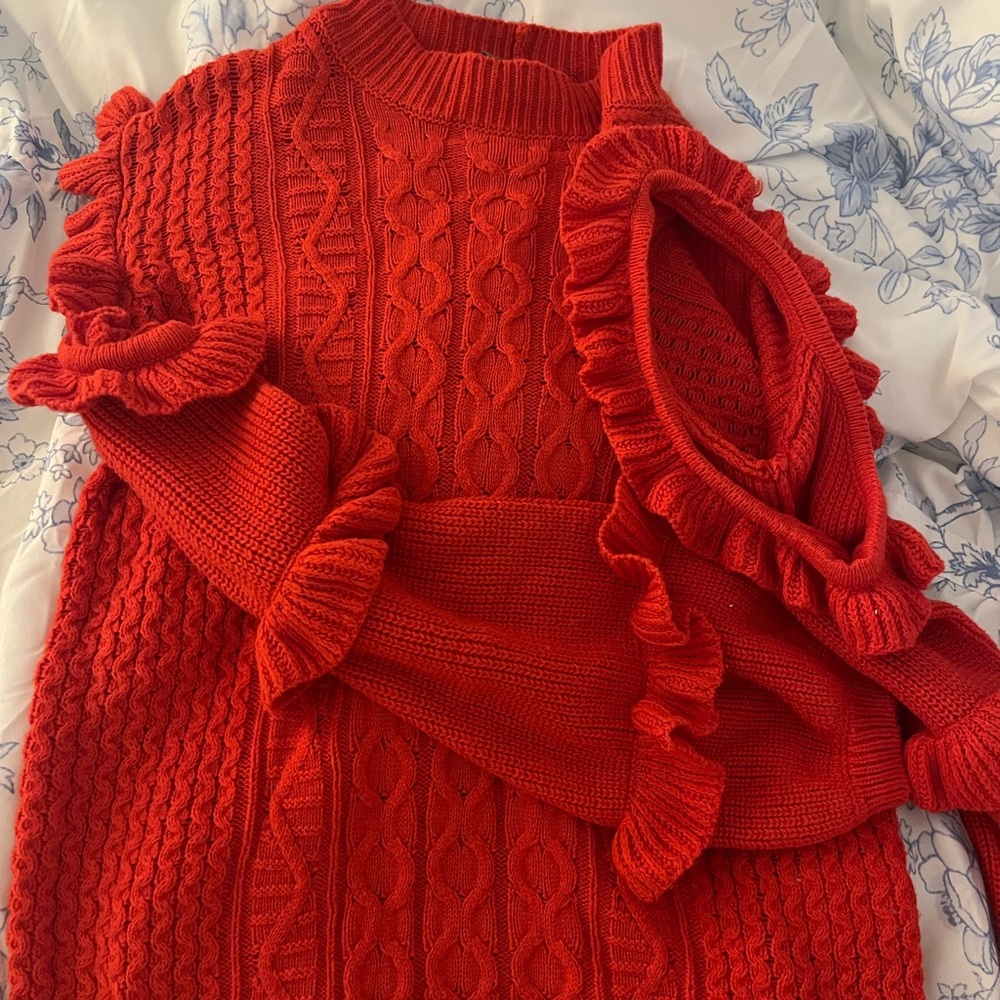 Express Red Crew Neck Sweater - Picture 3 of 3